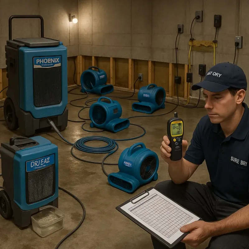 Structural Drying and Dehumidification process in Dunnstown, PA